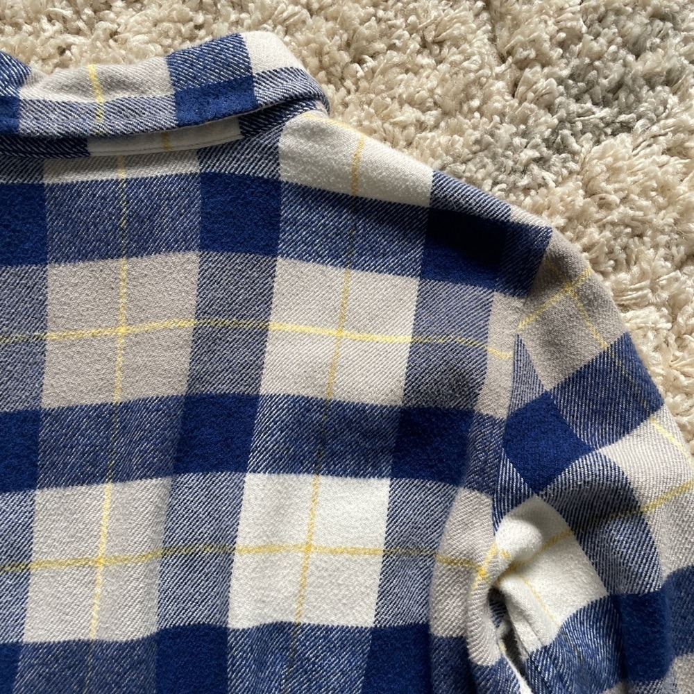 Patagonia Fjord Flannel Shirt Womens 4 Blue Grey Plaid Organic Cotton Button Up - Picture 8 of 9